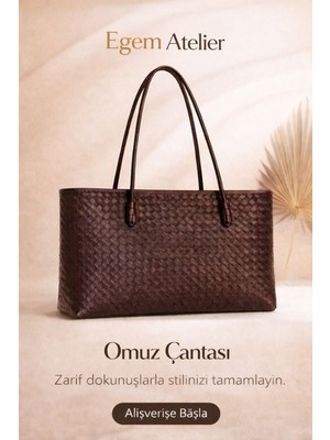 Egem Atelier Egematelier Örgü Detaylı Kadın Midi Boy Omuz Çantası