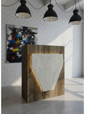 Online Fırsat Mutlu Ol Mutlu Kal Resital Ledli Karşılama Bankosu G-90 cm Ofis Kasa Resepsiyon Masası BANKO-001-2-8