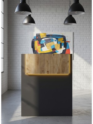 Online Fırsat Mutlu Ol Mutlu Kal Resital Ledli Karşılama Bankosu G-90 cm Ofis Kasa Resepsiyon Masası BANKO-003-4-6