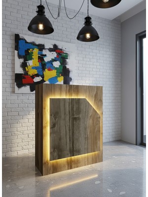 Online Fırsat Mutlu Ol Mutlu Kal Resital Ledli Karşılama Bankosu G-90 cm Ofis Kasa Resepsiyon Masası BANKO-002-2-2