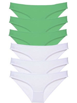 Royaleks 6 Adet Eko Set Likralı Kadın Slip Külot Yeşil Beyaz