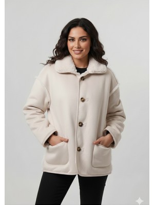 Pique JEAN1 KADIN MONT Peluş Astarlı Kadın Oversize Süet Mont