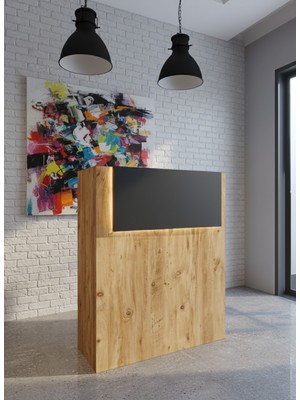 Online Fırsat Mutlu Ol Mutlu Kal Resital Ledli Karşılama Bankosu G-90 cm Ofis Kasa Resepsiyon Masası BANKO-003-6-4