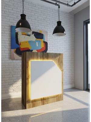 Online Fırsat Mutlu Ol Mutlu Kal Resital Ledli Karşılama Bankosu G-90 cm Ofis Kasa Resepsiyon Masası BANKO-002-2-1