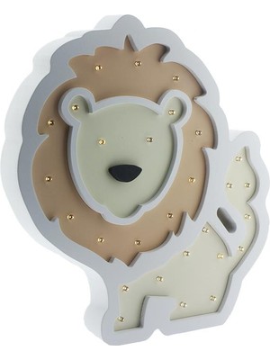 Mutlu Adım Ahşap LED Işıklı Pilli Arslan Dekor