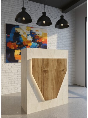 Online Fırsat Mutlu Ol Mutlu Kal Resital Ledli Karşılama Bankosu G-90 cm Ofis Kasa Resepsiyon Masası BANKO-001-8-2