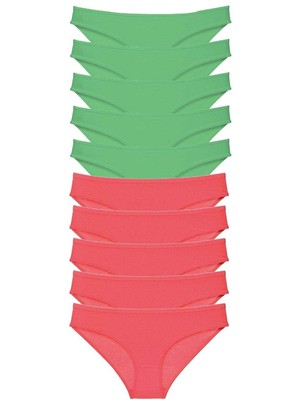 Royaleks 10 Adet Eko Set Likralı Kadın Slip Külot Yeşil Fuşya