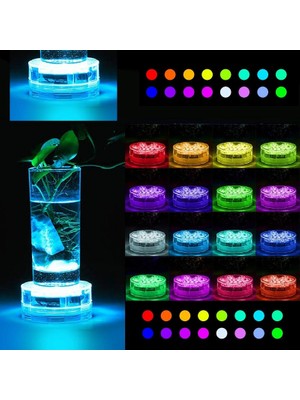 Oktay Sesal LED Işıklı Bardak Altlığı Rgb Submersible LED Light IP68 Remote Control 16 Colors Su Geçirmez