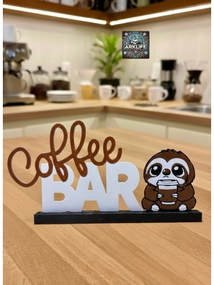 ARKlife 3D Electronic Dekoratif Coffee Bar Standı - Mutfak ve Kahve Köşesi Aksesuarı Sevimli Tembel Hayvan Figürlü