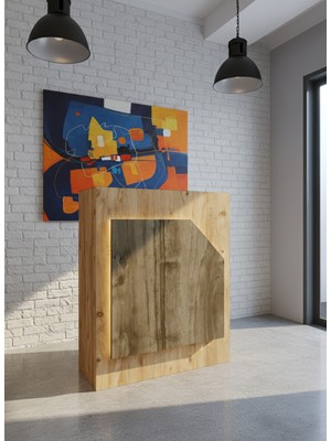 Online Fırsat Mutlu Ol Mutlu Kal Resital Ledli Karşılama Bankosu G-90 cm Ofis Kasa Resepsiyon Masası BANKO-002-6-2