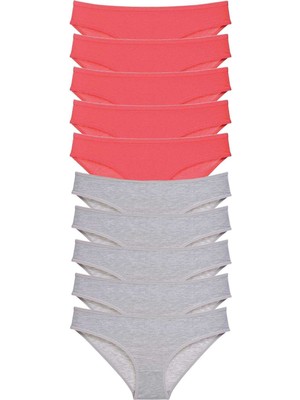 Royaleks 10 Adet Süper Eko Set Likralı Kadın Slip Külot Fuşya Gri