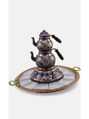 Adya Market Erzincan El Işleme Bakır Çaydanlık ve Kahvaltı Seti 12 Kişilik