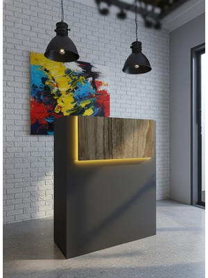 Online Fırsat Mutlu Ol Mutlu Kal Resital Ledli Karşılama Bankosu G-90 cm Ofis Kasa Resepsiyon Masası BANKO-003-4-2