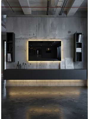 Online Fırsat Mutlu Ol Mutlu Kal Resital Ledli Duvara Monte Tv Sehpası - Antrasit - W6007-4