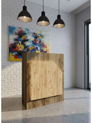 Online Fırsat Mutlu Ol Mutlu Kal Resital Ledli Karşılama Bankosu G-90 cm Ofis Kasa Resepsiyon Masası BANKO-002-2-6