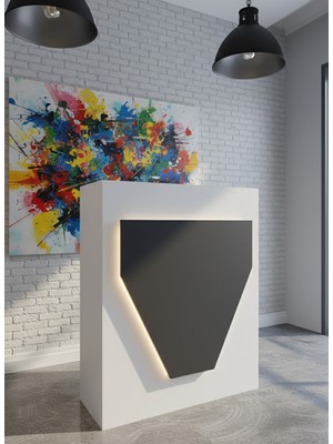 Online Fırsat Mutlu Ol Mutlu Kal Resital Ledli Karşılama Bankosu G-90 cm Ofis Kasa Resepsiyon Masası BANKO-001-1-4