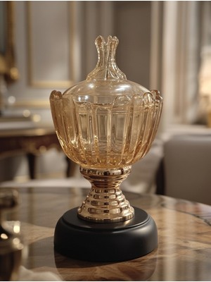 Decovio Büyük Boy Ayaklı Gold Renk Cam Şekerlik Sunumluk