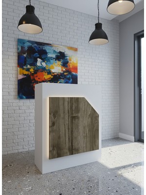 Online Fırsat Mutlu Ol Mutlu Kal Resital Ledli Karşılama Bankosu G-90 cm Ofis Kasa Resepsiyon Masası BANKO-002-1-2