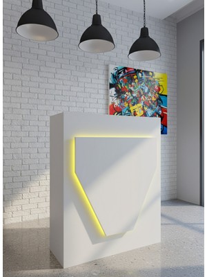 Online Fırsat Mutlu Ol Mutlu Kal Resital Ledli Karşılama Bankosu G-90 cm Ofis Kasa Resepsiyon Masası BANKO-001-1-1