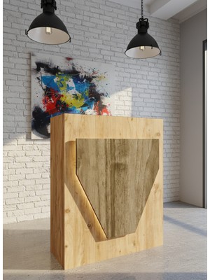 Online Fırsat Mutlu Ol Mutlu Kal Resital Ledli Karşılama Bankosu G-90 cm Ofis Kasa Resepsiyon Masası BANKO-001-6-2