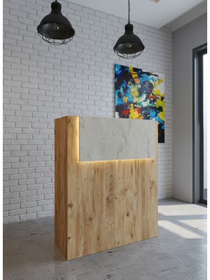 Online Fırsat Mutlu Ol Mutlu Kal Resital Ledli Karşılama Bankosu G-90 cm Ofis Kasa Resepsiyon Masası BANKO-003-6-8