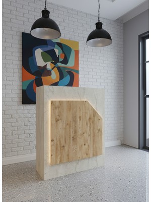 Online Fırsat Mutlu Ol Mutlu Kal Resital Ledli Karşılama Bankosu G-90 cm Ofis Kasa Resepsiyon Masası BANKO-002-8-6