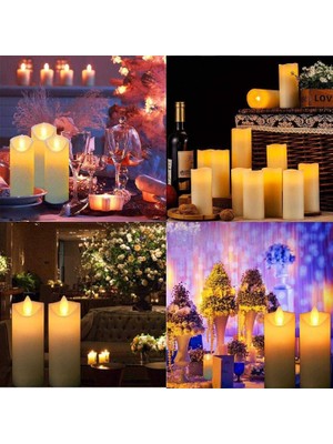 Oktay Sesal 6 Adet LED Işıklı Mum Titrek Sallanan Mum Işıklı Mum LED Mum Pilli Mum LED Light Candles