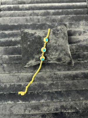 Gold Kaplama Nazar boncuklu Çelik Bileklik