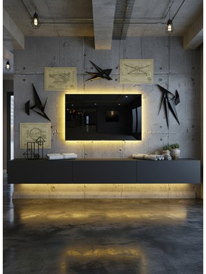 Online Fırsat Mutlu Ol Mutlu Kal Resital Ledli Duvara Monte Tv Sehpası - Antrasit - W6008-4