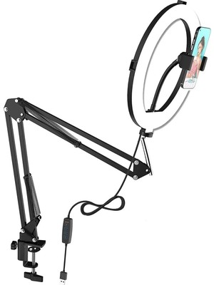 Renkli LED Halka Selfie ve Makyaj Çekim Lambası Telefon Tutucu
