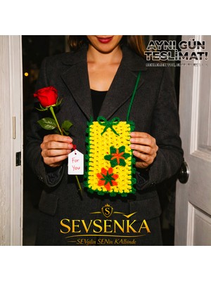 Sevsenka Aynı Gün Teslimat(Hediye Paketi ve Not Yazdırılabilir) 14 Şubat Sevgililer Günü Hediyesi “ilmek Ilmek Aşığım Sana” Mini Çanta