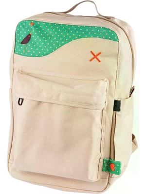 Pisikopat Karga Desenli Sanatsal Panelli Kanvas Unisex Sırt Çantası