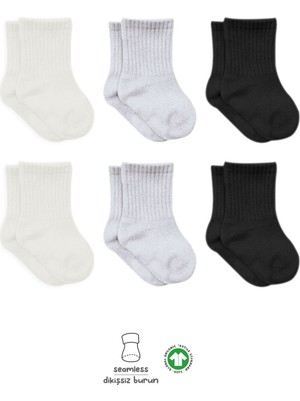 Bistyle Basic Penye Soket Çorap 6'lı BS10101B Ekru Gri Siyah
