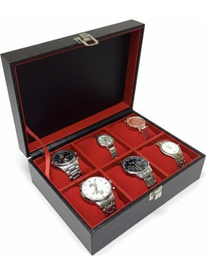 ZYC Lüks 6 Haneli Deri Kaplama Kaplama Saat Saklama Kutusu