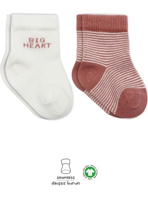 Bistyle Big Heart Penye Soket Çorap 2'li BS10117 Pudra