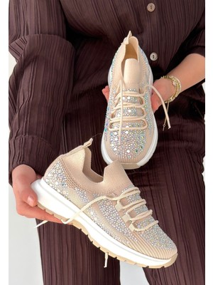 Shemard Ceas Bej Triko Bağcıklı Spor Ayakkabı