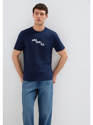 Mavi Istanbul Baskılı Lacivert Tişört 0612274-70497