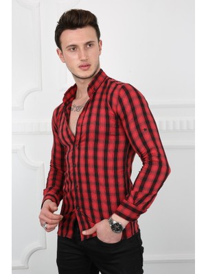 Modi Green Erkek Günlük Küçük Kareli Gömlek