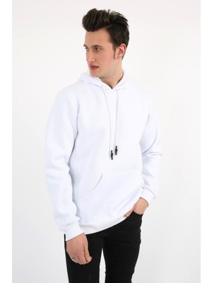 Modi Green Üç Iplik Şardonlu Kapşonlu Düz Erkek Günlük Sweatshirt