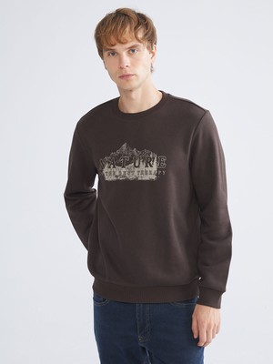 Lc Waikiki Yeni Sezon Bisiklet Yaka Baskılı Erkek Sweatshirt