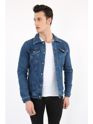 Modi Green Düz Taşlamalı Likralı Düğmeli Erkek Spor Günlük Kot Mont