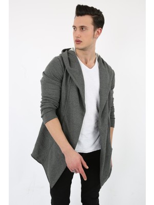 Modi Green Üç Iplik Şardonlu Kapşonlu Cepli Erkek Günlük Panço Hırka