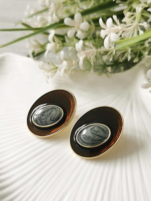 Halley Concept Gold Detaylı Oval Kahverengi Küpe
