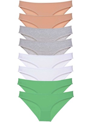 Giyim 8 Adet Süper Eko Set Likralı Kadın Slip Külot Ten Gri Beyaz Yeşil Beruflic