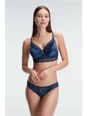 Beruflic Angel Kadife Balenli Destekli Dolgulu Dantelli Büstiyer Sütyen ve Slip Takım