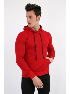 Modi Green Üç Iplik Şardonlu Kapşonlu Düz Erkek Günlük Sweatshirt