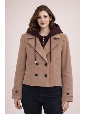 Şapkalı & Şapkasız Kullanıma Uygun Kısa Kadın Kaban