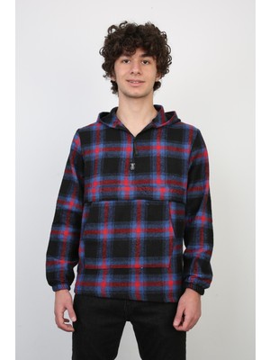 Modi Green Erkek Günlük Kapşonlu Yarım Fermuarlı Gömlek