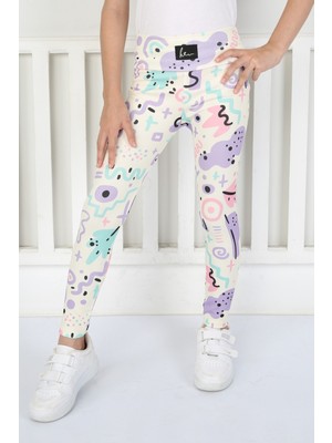 Modi Green Şardonsuz Fitilli Kumaş Baskılı Kız Çocuk Günlük Tayt