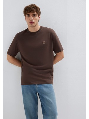 Mavi Mavi Logo Işlemeli Kahverengi Basic Tişört 067074-70251